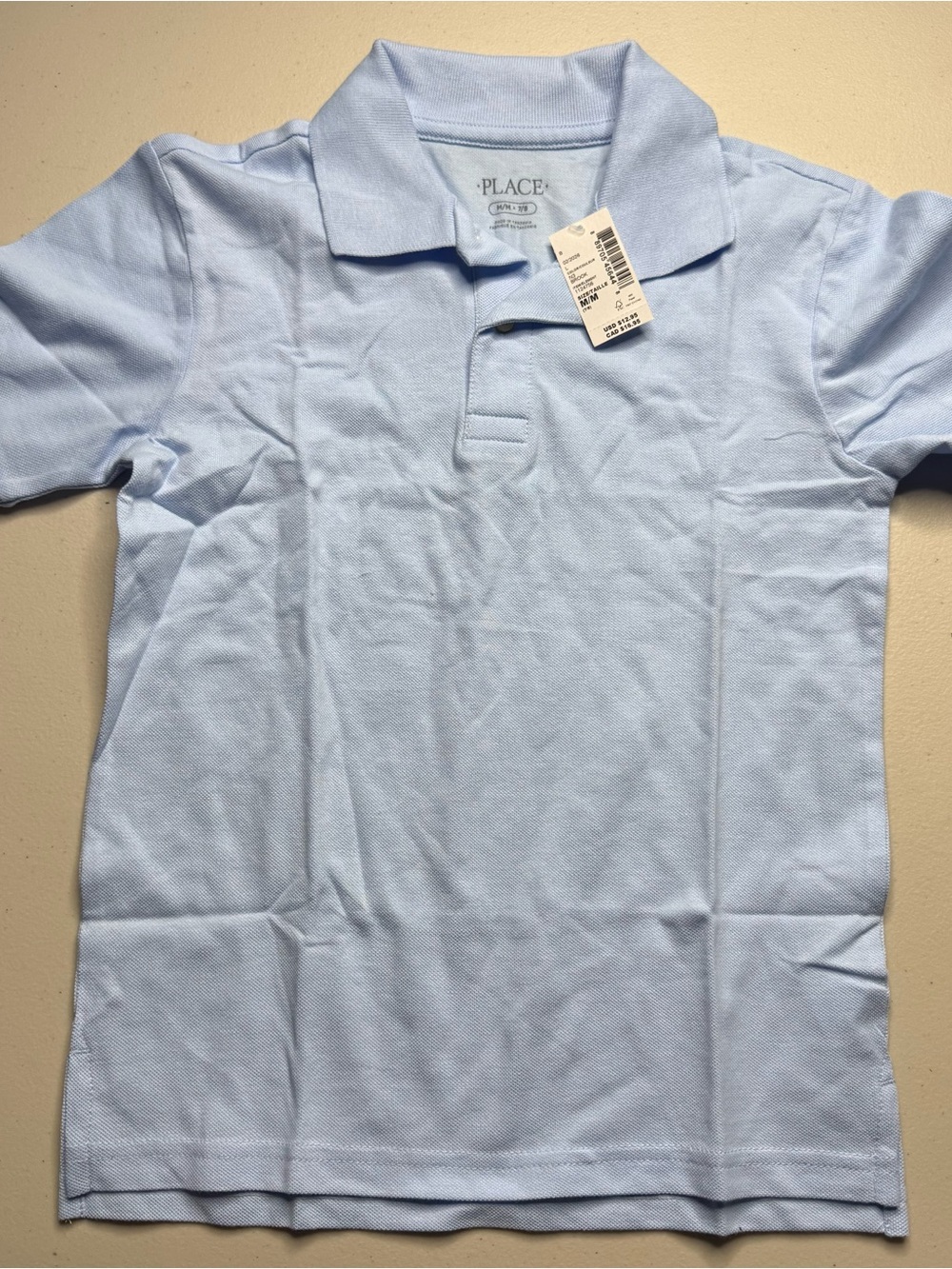 NWT Children’s Place Short Sleeve Light Blue Polo Top Shirt Kids Size Medium